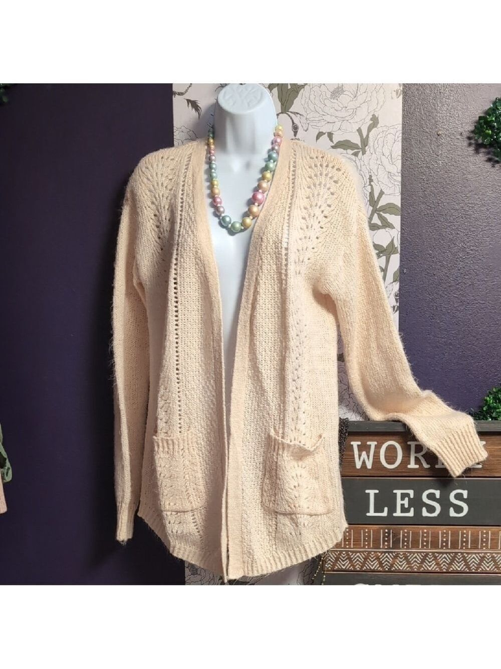 Candie's Soft Peach Open-Front Cardigan - Picture 2 of 5